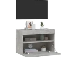 vidaXL TV-Wandschrank mit LED-Leuchten Betongrau 60x30x40 cm