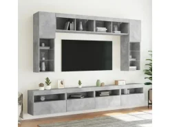 vidaXL TV-Wandschrank mit LED-Leuchten Betongrau 60x30x40 cm