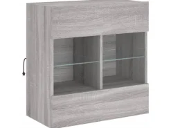 vidaXL TV-Wandschrank mit LED-Leuchten Grau Sonoma 58,5x30x60,5 cm* Wohnwände|TV-Wände