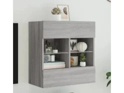 vidaXL TV-Wandschrank mit LED-Leuchten Grau Sonoma 58,5x30x60,5 cm* Wohnwände|TV-Wände