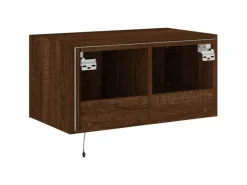 vidaXL TV-Wandschrank mit LED-Leuchten Braun Eichen-Optik 60x35x31 cm