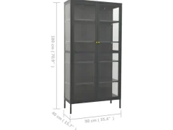 vidaXL Vitrine Anthrazit 90x40x180 cm Stahl und Gehärtetes Glas* Vitrinen