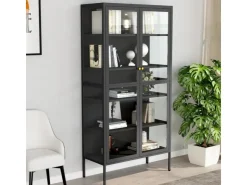 vidaXL Vitrine Anthrazit 90x40x180 cm Stahl und Gehärtetes Glas* Vitrinen