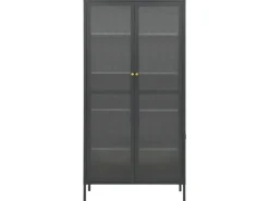 vidaXL Vitrine Anthrazit 90x40x180 cm Stahl und Gehärtetes Glas* Vitrinen