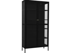vidaXL Vitrine Schwarz 90x40x180 cm Stahl und Gehärtetes Glas