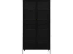 vidaXL Vitrine Schwarz 90x40x180 cm Stahl und Gehärtetes Glas