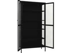 vidaXL Vitrine Schwarz 90x40x180 cm Stahl und Gehärtetes Glas