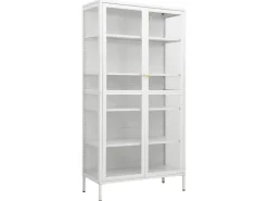 vidaXL Vitrine Weiß 90x40x180 cm Stahl und Gehärtetes Glas* Vitrinen