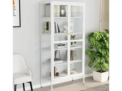 vidaXL Vitrine Weiß 90x40x180 cm Stahl und Gehärtetes Glas* Vitrinen