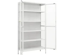 vidaXL Vitrine Weiß 90x40x180 cm Stahl und Gehärtetes Glas* Vitrinen