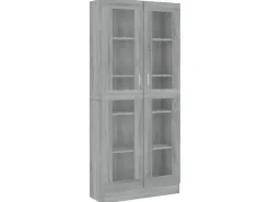 vidaXL Vitrinenschrank Grau Sonoma 82,5x30,5x185,5 cm Holzwerkstoff