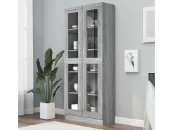 vidaXL Vitrinenschrank Grau Sonoma 82,5x30,5x185,5 cm Holzwerkstoff