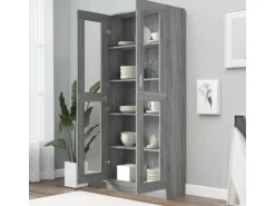 vidaXL Vitrinenschrank Grau Sonoma 82,5x30,5x185,5 cm Holzwerkstoff