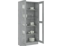 vidaXL Vitrinenschrank Grau Sonoma 82,5x30,5x185,5 cm Holzwerkstoff