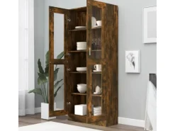 vidaXL Vitrinenschrank Räuchereiche 82,5x30,5x185,5 cm Holzwerkstoff