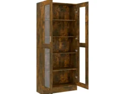 vidaXL Vitrinenschrank Räuchereiche 82,5x30,5x185,5 cm Holzwerkstoff