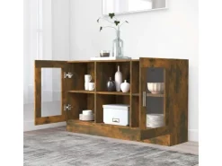 vidaXL Vitrinenschrank Räuchereiche 120x30,5x70 cm Holzwerkstoff 815627* Vitrinen