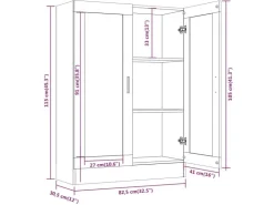 vidaXL Vitrinenschrank Räuchereiche 82,5x30,5x115 cm Holzwerkstoff