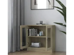 vidaXL Vitrinenschrank Sonoma-Eiche 82,5x30,5x80 cm Holzwerkstoff