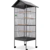 vidaXL Vogelkäfig mit Dach Stahl Schwarz 66x66x155 cm* Vogelbedarf
