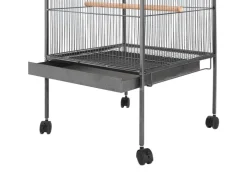 vidaXL Vogelkäfig mit Dach Stahl Schwarz 66x66x155 cm* Vogelbedarf