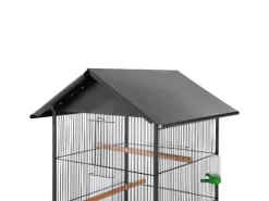 vidaXL Vogelkäfig mit Dach Stahl Schwarz 66x66x155 cm* Vogelbedarf