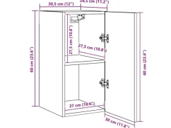 vidaXL Wand TV Schrank Schwarz Eichen-Optik 30,5 x 30 x 60 cm 875069