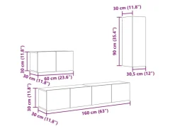 vidaXL Wand TV Schrank Set 4-Tlg 200 x 30 x 30 cm Holzwerkstoff 3393465