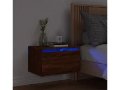 vidaXL Wand-Nachttisch mit LED-Leuchten Braun Eichen-Optik Modell 4