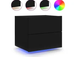 vidaXL Wand-Nachttisch mit LED-Leuchten Schwarz Modell 4