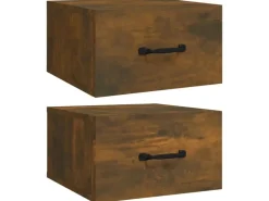 vidaXL Wand-Nachttische 2 Stk Räuchereiche 35x35x20 cm Modell 1* Schweberegale