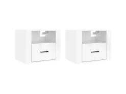 vidaXL Wand-Nachttische 2 Stk Hochglanz-Weiß 50x36x40 cm* Schweberegale