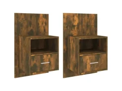 vidaXL Wand-Nachttische 2 Stk Räuchereiche Holzwerkstoff Modell 1* Schweberegale