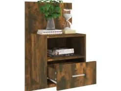 vidaXL Wand-Nachttische 2 Stk Räuchereiche Holzwerkstoff Modell 1* Schweberegale