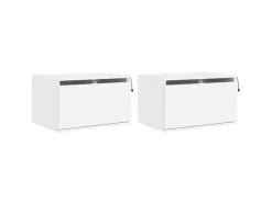 vidaXL Wand-Nachttische mit LED-Leuchten 2 Stk Weiß Modell 4* Schweberegale