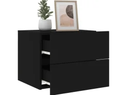 vidaXL Wand-Nachttische mit LED-Leuchten 2 Stk Schwarz Modell 5