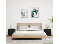 vidaXL Wand-Nachttische mit LED-Leuchten 2 Stk Schwarz Modell 5