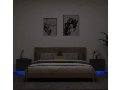 vidaXL Wand-Nachttische mit LED-Leuchten 2 Stk Schwarz Modell 5