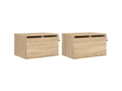 vidaXL Wand-Nachttische mit LED-Leuchten 2 Stk Sonoma-Eiche Modell 4* Schweberegale