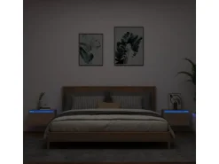 vidaXL Wand-Nachttische mit LED-Leuchten 2 Stk Sonoma-Eiche Modell 4* Schweberegale