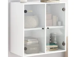 vidaXL Wandschrank mit Glastüren Weiß 68x37x68,5 cm* Vitrinen