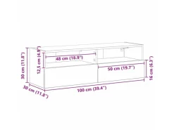 vidaXL Wand-TV-Schrank 2 Stk Schwarz Eichen-Optik 100x30x30cm 862193