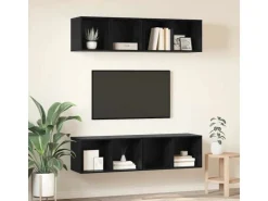 vidaXL Wand-TV-Schrank 4 Stk Schwarz Eichen-Optik 37 x 37 x 72 cm 3393532* TV-Wände