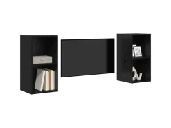 vidaXL Wand-TV-Schrank 2 Stk Schwarz Eichen-Optik 37 x 37 x 72 cm 3393556* TV-Wände