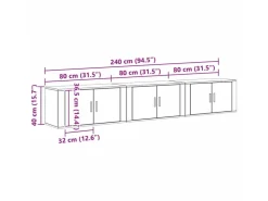vidaXL Wand-TV-Schrank Set Wandmontiert 3-Tlg Schwarz Eichen-Optik 3415599* TV-Wände