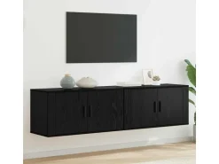 vidaXL Wand-TV-Schrank Set Wandmontiert 2-Tlg Schwarz Eichen-Optik 3415603
