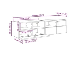 vidaXL Wand-TV-Schränke 2 Stk Schwarz Eichen-Optik 60 x 30 x 30 cm 882927