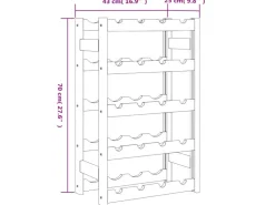 vidaXL Weinregal für 20 Flaschen Braun Massivholz Kiefer 43 x 25 x 70 cm