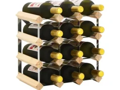 vidaXL Weinregal für 12 Flaschen Massivholz Kiefer