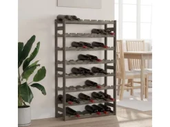 vidaXL Weinregal für 56 Flaschen Grau Massivholz Kiefer